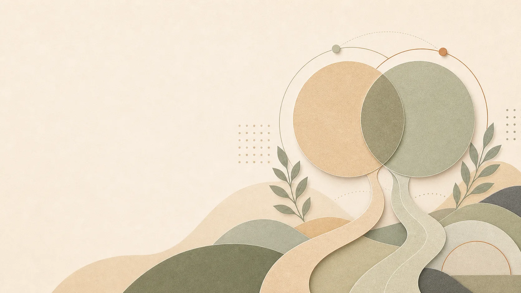 Paired abstract circles and flowing paths suggesting relationship balance through BaZi element patterns.