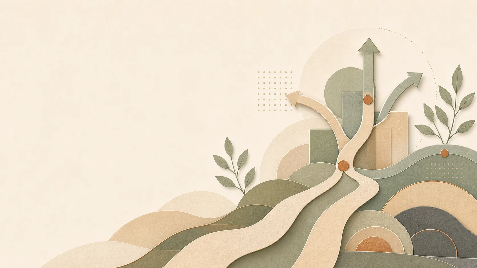 Branching abstract paths and rising paper-cut layers representing practical career decision-making with BaZi.