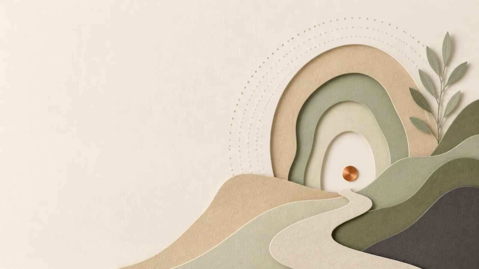 Abstract layered paper-cut marker, arches, and a clear pathway suggesting a first online BaZi chart.