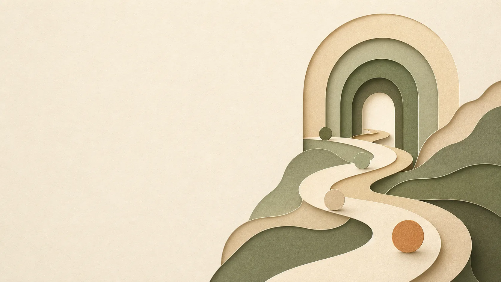 Layered abstract panels and a flowing path representing an organized way to read a BaZi chart.