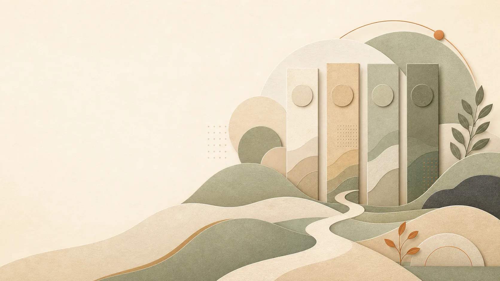 Four elegant paper columns on a calm study desk introducing the structure of a BaZi chart.
